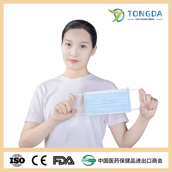 CE FDA 3-слойный 4-слойный галстук-петля для ушей Больница Mascarilla Нетканый тип Iir Поставщик Оптовая пыль Синий Белый Черный Защитная одноразовая хирургическая маска для лица